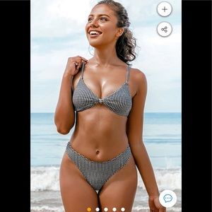 Cupshe Cute Gingham Knotted Low Rise Bikini